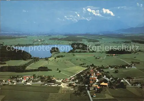Leobendorf Salzach mit Abtsdorfer See und Untersberg Fliegeraufnahme Kat. Laufen