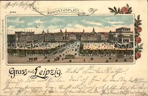 Leipzig Augustusplatz Litho Kat. Leipzig