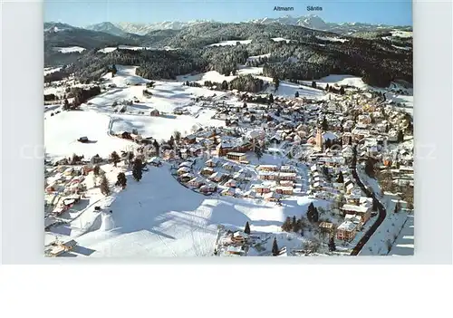 Scheidegg Allgaeu Kneippkurort im Winter mit Altmann und Saentis Appenzeller Alpen Fliegeraufnahme Kat. Scheidegg