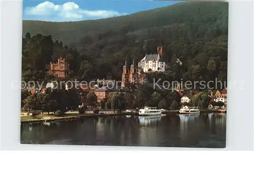 Miltenberg Main Blick ueber den Main Schloss Stadtpfarrkirche Kat. Miltenberg