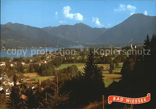 Bad Wiessee Panorama Tegernseer Tal gegen Bodenschneid und Wallberg Mangfallgebirge Kat. Bad Wiessee