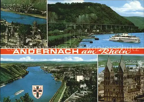 Andernach Panorama Rheintal Bruecke Dampfer Dom Kat. Andernach