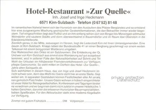 Sulzbach Main Hotel zur Quelle Kat. Sulzbach a.Main