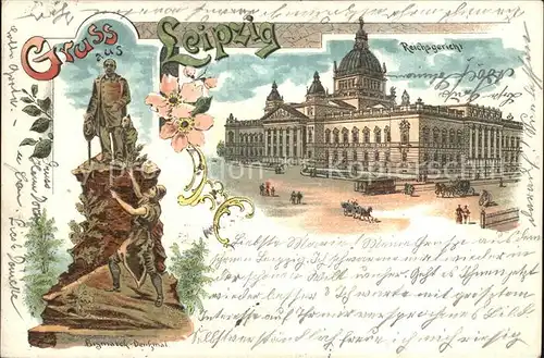 Leipzig Bismarckdenkmal Reichsgericht Litho Kat. Leipzig