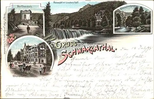 Schwarzatal Eberstein Wasserfall Loesche s Hall Kirchfelsen Chrysopras Litho Kat. Rudolstadt