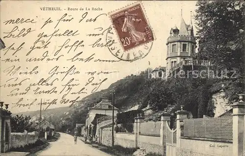 Vetheuil Route de la Roche Stempel auf AK Kat. Vetheuil