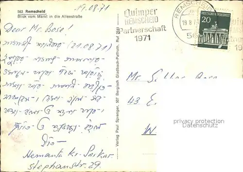 Remscheid Alleestrasse Kat. Remscheid