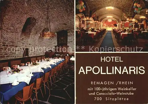 Remagen Hotel Apollinaris Speisesaal Tafel Kat. Remagen