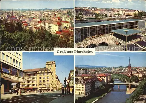 Pforzheim Stadtblick Bahnhof Leopoldplatz Zusammenfluss von Enz und Nagold  Kat. Pforzheim