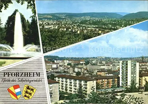 Pforzheim Fontaene Panorama Teilansicht Kat. Pforzheim