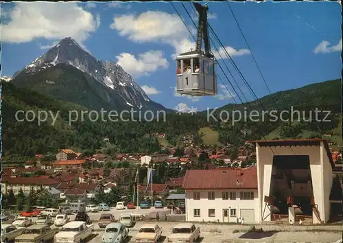 Mittenwald Bayern Karwendelbahn Talstation mit Wettersteinspitze Kat. Mittenwald