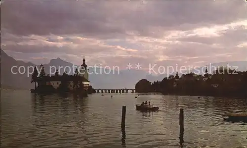 Gmunden Salzkammergut Schloss Ort am Traunsee Abendstimmung Kat. Gmunden