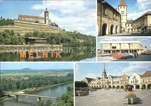 Melnik Tschechien Burg Kirche Marktplatz Elbe Bruecke Kat. Melnik