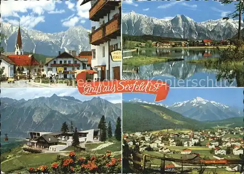 Seefeld Tirol Dorfstrasse Wettersteingebirge Wildsee Wasserspiegelung Rosshuette Dreitorspitze Ofelekopf Hocheder Kat. Seefeld in Tirol