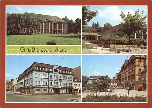 Aue Erzgebirge Kulturhaus Ernst Thaelmann Volksschwimmhalle Hotel Blauer Engel Altmarkt Kat. Aue