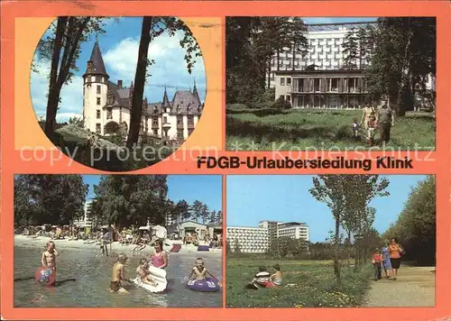 Klink Waren FDGB Urlaubersiedlung Erholungsheim Herbert Warnke Schloss Kat. Klink Waren