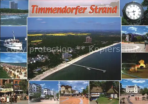 Timmendorfer Strand Hotels Stranduhr Promenade Strassencafe Faehre Fliegeraufnahme Kat. Timmendorfer Strand