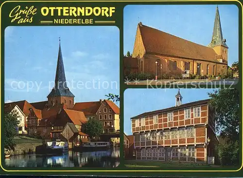 Otterndorf Niederelbe Partie am Fluss Kirche Lateinschule Kat. Otterndorf