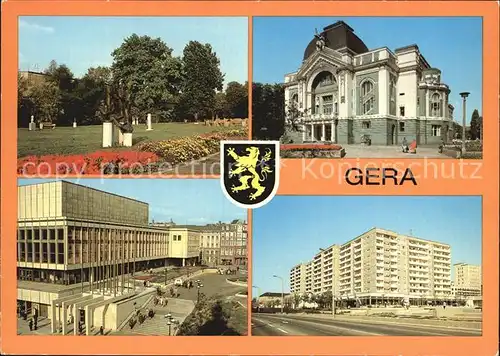 Gera Park der Opfer des Faschismus Theater Haus der Kultur Dr Rudolf Breitscheid Strasse Wappen Kat. Gera