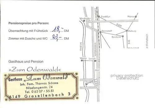 Gras Ellenbach Gasthaus Pension Zum Odenwald Kat. Grasellenbach