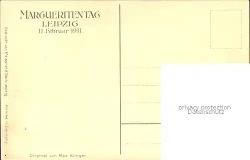 Leipzig Margueritentag Original von Max Klinger Kuenstlerkarte Kat. Leipzig