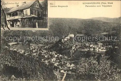 Schwarzburg Thueringer Wald Panorama Blick vom Trippstein Saechsischer Hof Kat. Schwarzburg