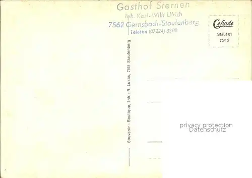 Staufenberg Gernsbach Orts und Teilansichten Gasthof Sternen Kat. Gernsbach