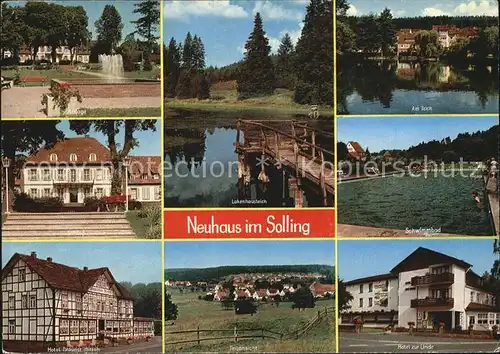 Neuhaus Solling Parkanlage Lakenhausteich Am Teich Schloss Schwimmbad Hotel Brauner Hirsch Teilansicht Hotel zur Linde Kat. Holzminden