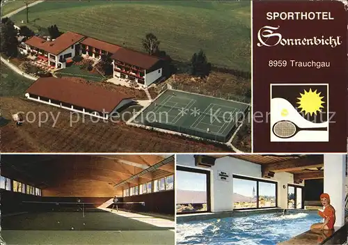 Trauchgau Fliegeraufnahme Sporthotel Sonnenbichl Tennisplaetze Tennishalle Schwimmbad Kat. Halblech
