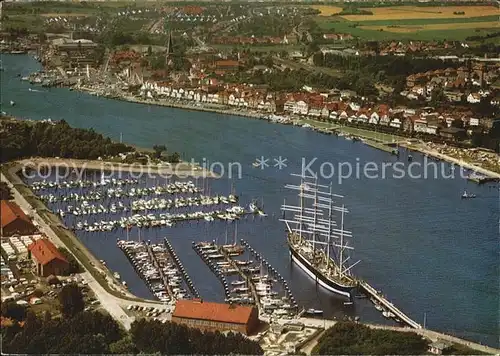 Travemuende Ostseebad Yachthafen Viermaster Segelschiff Passat Fliegeraufnahme Kat. Luebeck