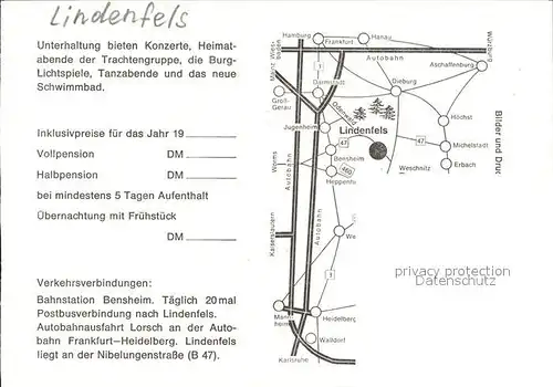 Lindenfels Odenwald Gasthaus Pension Haus Talblick Kat. Lindenfels