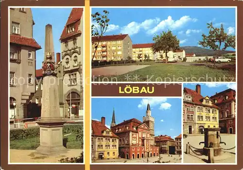 Loebau Sachsen Postmeilensaeule Rathaus Platz der Befreiung Kat. Loebau