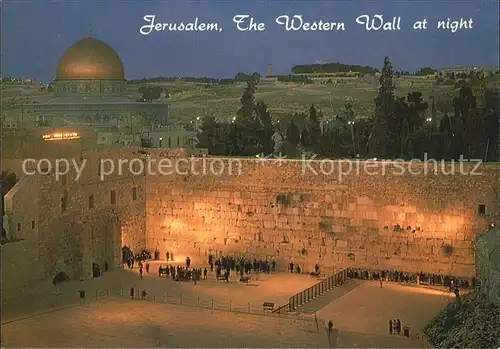 Jerusalem Yerushalayim Western Wall at night Kat. Israel
