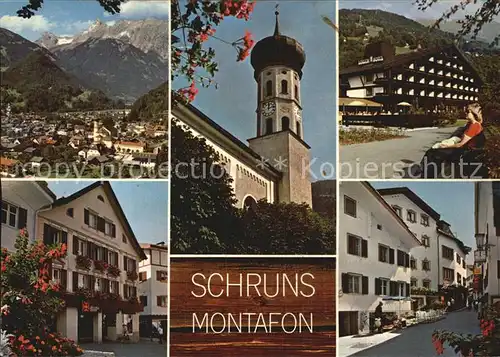 Schruns Vorarlberg Fussgaengerzone Hotel Loewen Kirche  Kat. Schruns