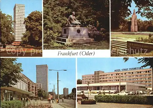 Frankfurt Oder Platz der Republik Heinrich von Kleist Denkmal Hotel Stadt Frankfurt Kat. Frankfurt Oder