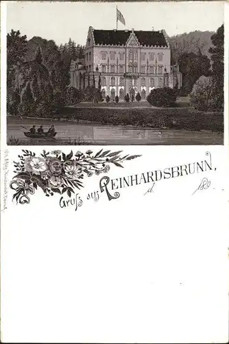 Reinhardsbrunn Schloss Litho Kat. Friedrichroda