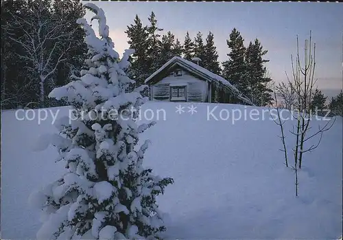 Smaland Huette im Schnee