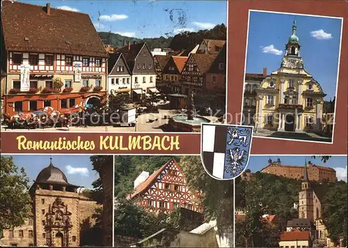 Kulmbach Marktplatz Brunnen Hotel Restaurant Rathaus Fachwerkhaus Plassenburg Kat. Kulmbach