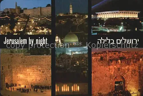 Jerusalem Yerushalayim bei Nacht Teilansichten Kat. Israel