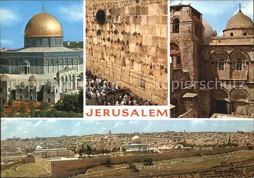 Jerusalem Yerushalayim Dome of the Rock Western Wall Panorama Kat. Israel