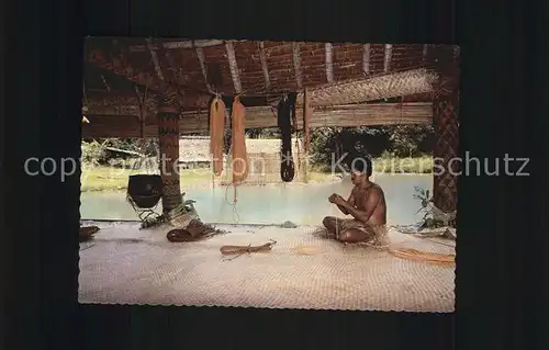 Fiji Inside the coconut products bure is a man busy making the sennit ropes Kat. Fidschi Inseln
