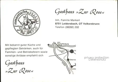 Leidersbach Gasthaus Zur Rose Kat. Leidersbach
