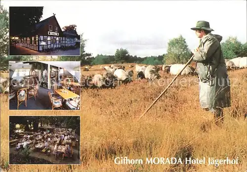 Gifhorn Morada Hotel Jaegerhof Gastraum Terrasse Schaefer mit Herde Kat. Gifhorn