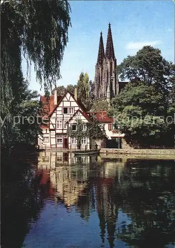 Soest Arnsberg Muehle am grossen Teich mit Wiesenkirche