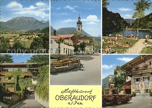 Oberaudorf Kaisergebirge Marienplatz Strandbad Luegsteinsee Burgtor beim Ortbaeck Kat. Oberaudorf