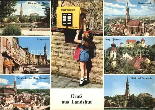 Landshut Isar Kirche St Martin Panorama Hauptstr Burg Trausnitz  Kat. Landshut