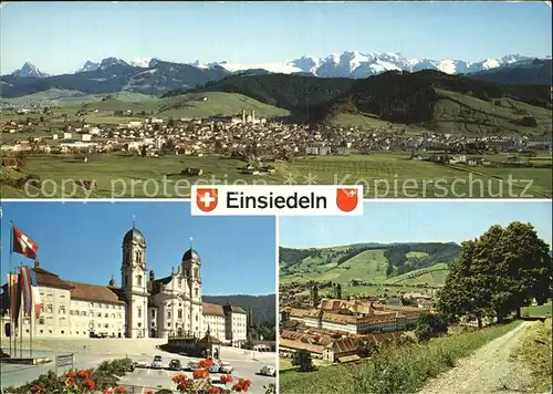 Einsiedeln SZ Panorama Kloster Kat. Einsiedeln