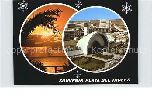 Playa del Ingles Gran Canaria Sonnenuntergang Kirche Kat. San Bartolome de Tirajana