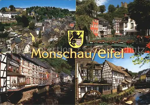 Monschau Montjoie Teilansicht Bruecke Rotes Haus Rurpartie Fachwerkhaeuser Kat. Monschau