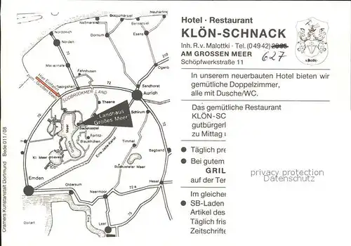 Bedekaspel Landhaus Grosses Meer Hotel Restaurant Kloen Schnack Fliegeraufnahme Kat. Suedbrookmerland